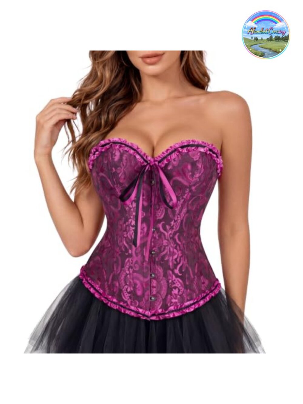 Victorian Overbust Corset Top Brocade Lace-Up Renaissance Bustier